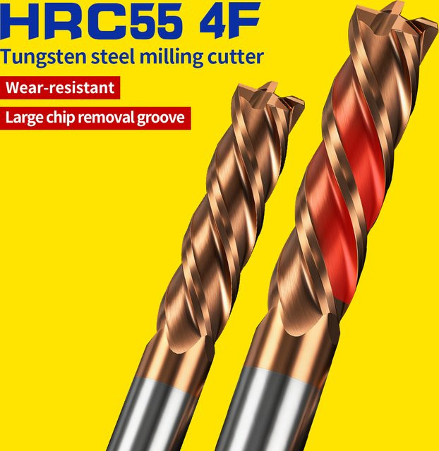 KEENCUTEER 4-schneidiger Hartmetall-Schaftfräser mit verlängertem geradem Schaft und hochharter Beschichtung für CNC-Werkzeuge HRC55 - Bild 1