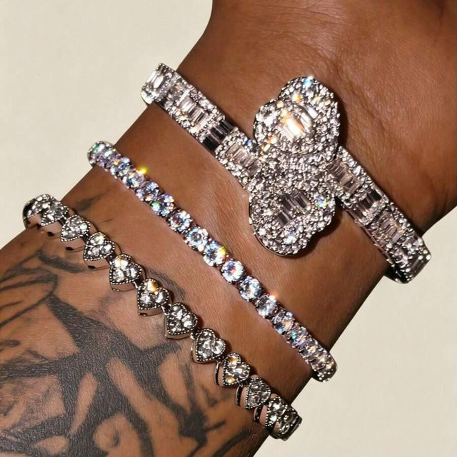 Yupsk Armband-Set, Silber, Zirkonia, Herz, Tennis-Armband - Bild 1