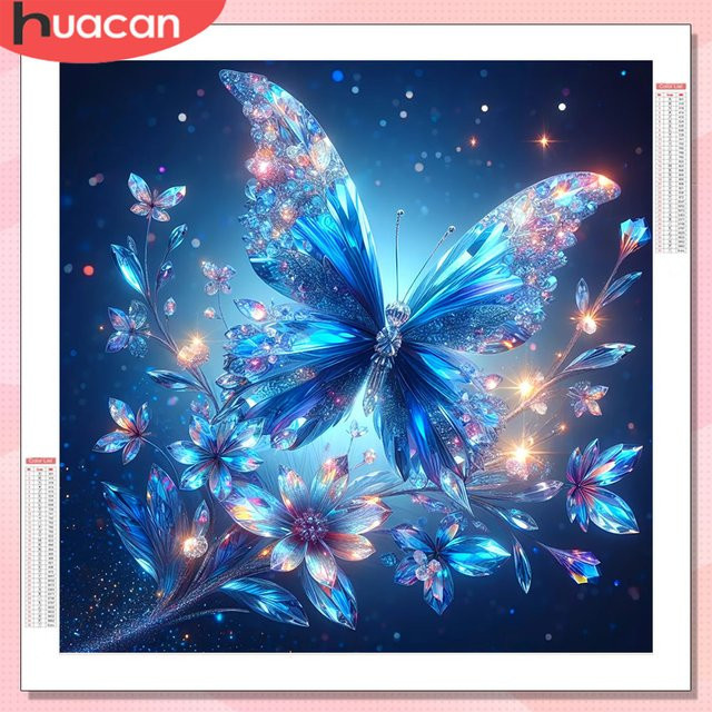 HUACAN Diamantkunst Schmetterling 5D DIY Strass-Mosaik-Gemälde zur Heimdekoration, B/B/B: 20 x 20 x 20 cm - Bild 1