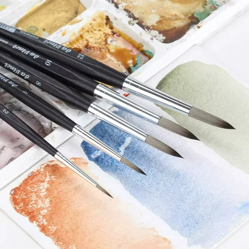 Da Vinci Professionelle Malerpinsel Nägel-Serie 3373 mit mattschwarzen sechseckigen Griffen für Aquarell in Schwarz - Bild 2