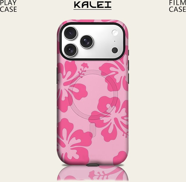 Potdemiel Hibiscus Floral Cluster Handyhülle für iPhone 17 16 15 14 13 Pro Max Plus, robuste doppelschichtige Hülle mit Magnetfunktion, Farbe: Pink - Bild 1