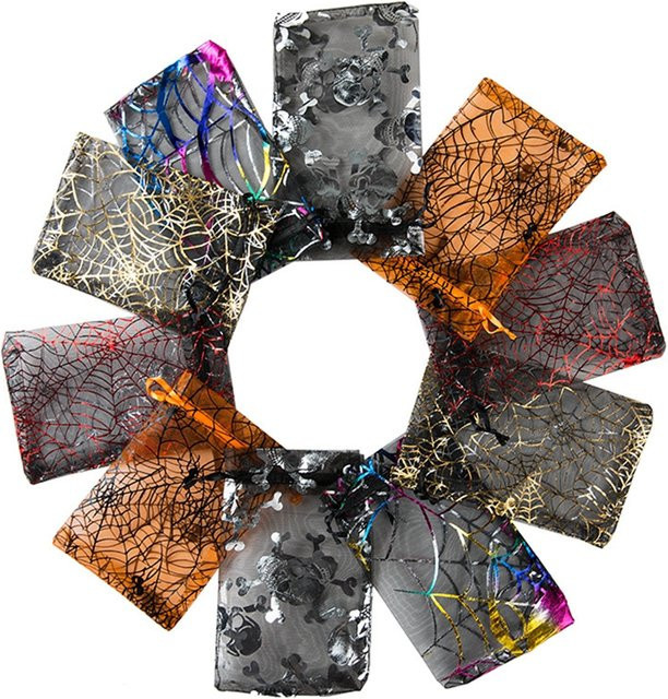 Ataozhekou Halloween Organza Beutel mit Kordelzug als Geschenkverpackung in Multicolor - Bild 1