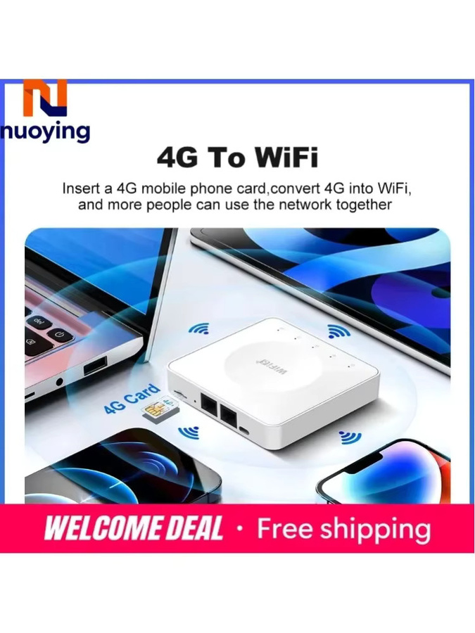 NUOYING 4G SIM WLAN-Router WiFi6 Mobilfunk-Modem mit Typ-C Schnittstelle für bis zu 32 Geräte in Weiß - Bild 4