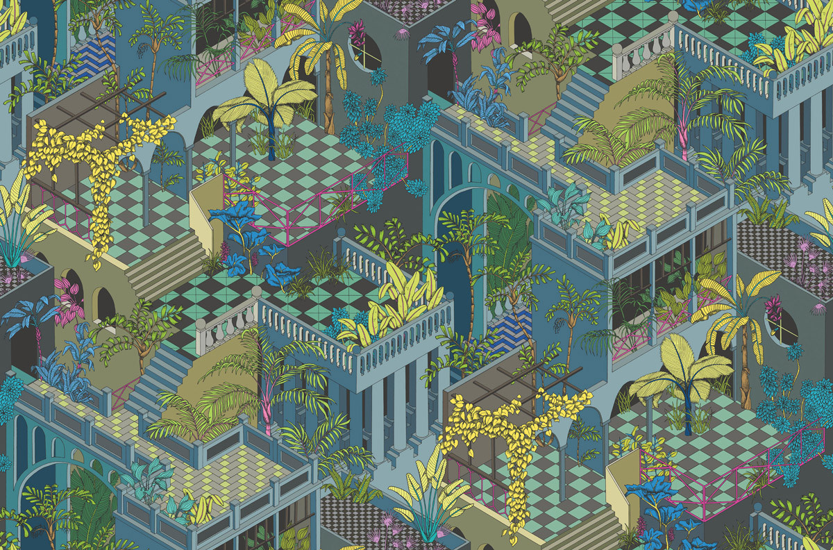 Cole & Son Tapete Miami Floral Design in Navy, Pink und Multicolour aus Vlies - Bild 1