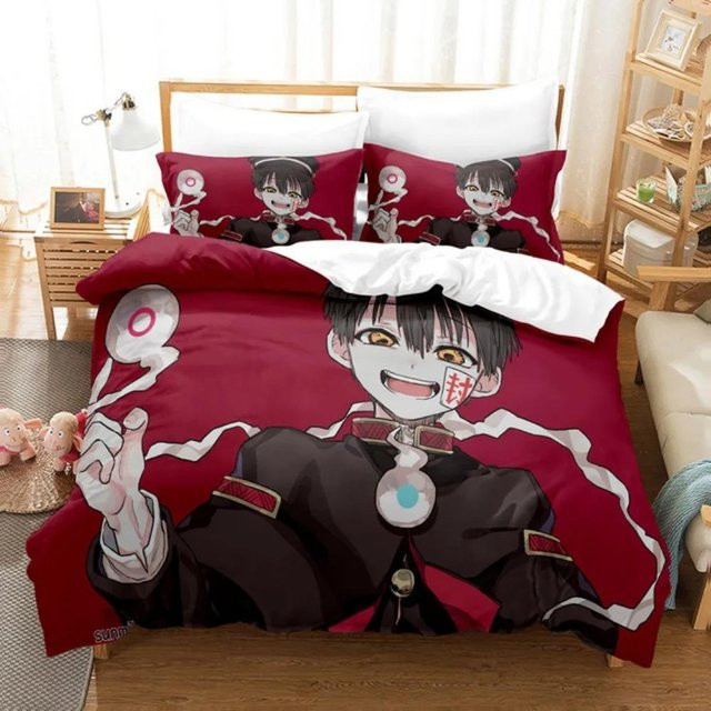 ToiletBound HanakoKun Anime Bettwäsche Set aus Mikrofaser in Rot mit Bettbezug und Kissenbezügen für Teenager, Breite: 70 cm, Länge: 133 cm - Bild 1