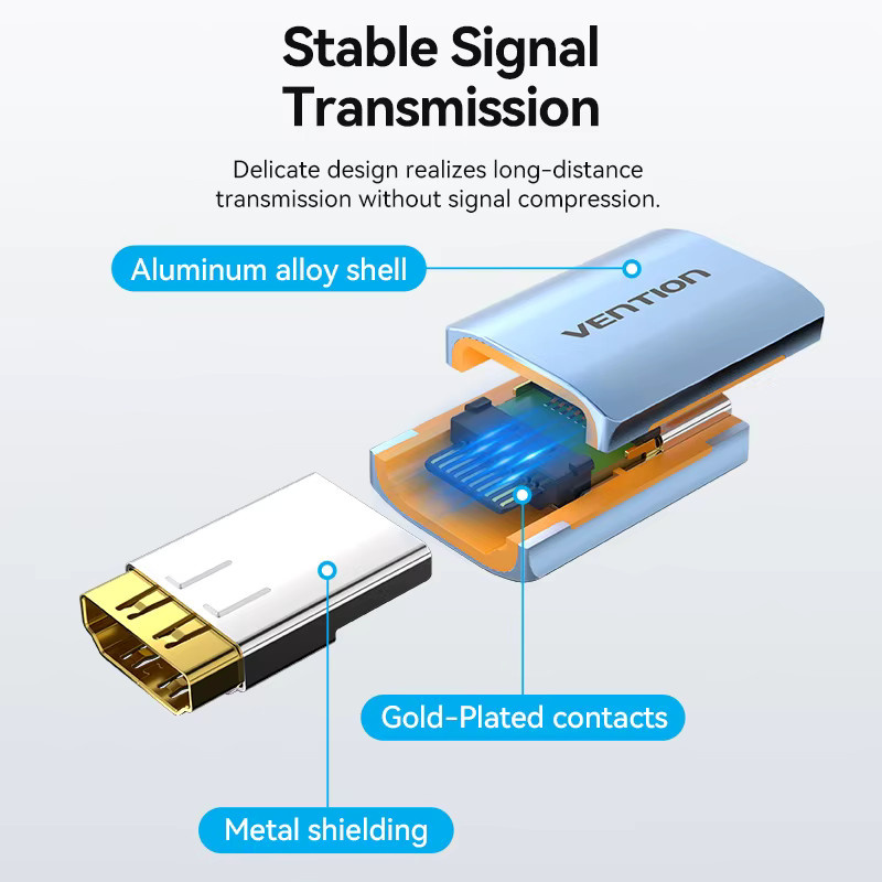 Vention 8K HDMI Extender HDMI Buchse auf Buchse 8K60Hz HDMI 2.1 Koppler Verlängerungsadapter in Silber - Bild 2