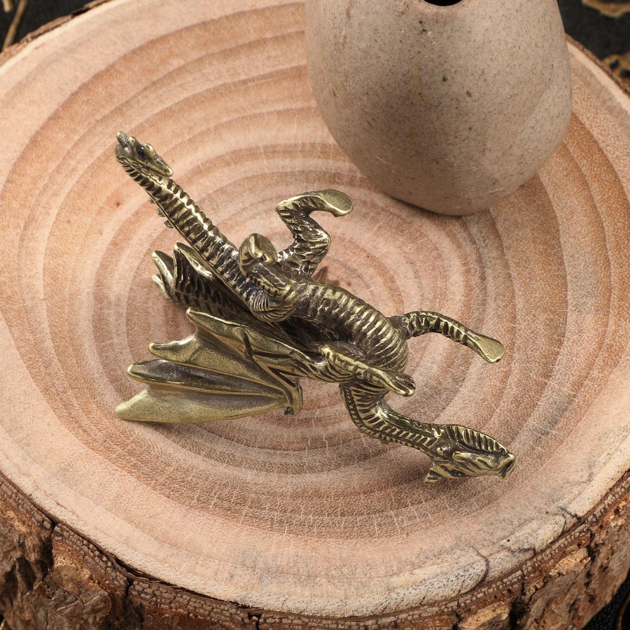 Yiran Furniture Böser Drachenlord Dämonischer Drache Desktop Miniaturfiguren Messing - Bild 4