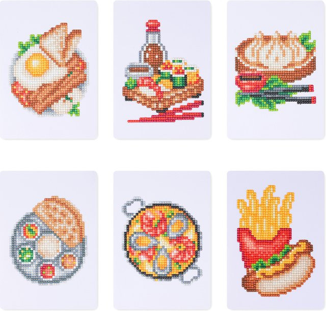 Momoart DIY Diamantmalerei Cartoon Pizza und Hotdog Mosaik Wanddekoration Multicolour - Bild 1