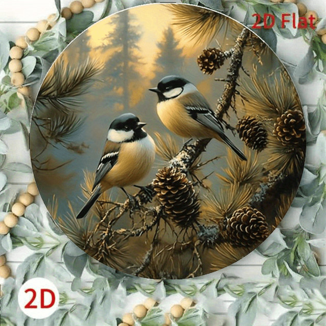 HELLOYOUNG Runde Vintage-Wandkunst mit Vogelmotiv in Multicolour, wetterfeste Wanddekoration für Innen und Außen, Durchmesser: 20 cm - Bild 1