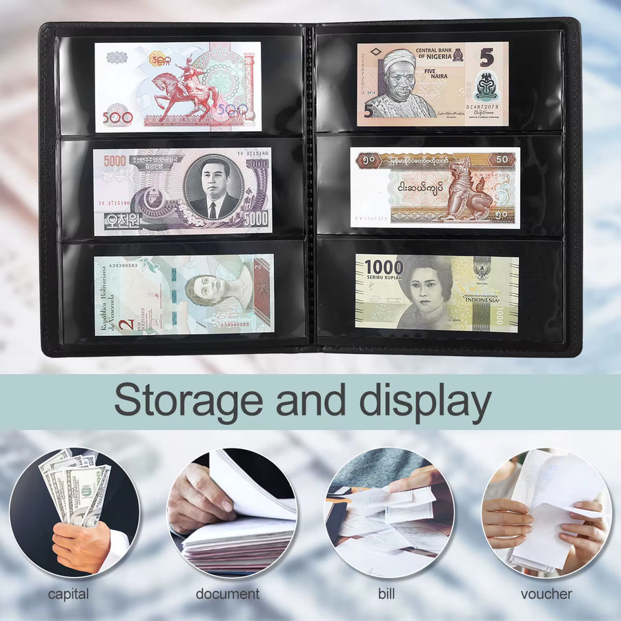 Banknote World Currency Collection Album Schwarz aus Kunststoff zum Sammeln von Papiergeld - Bild 6
