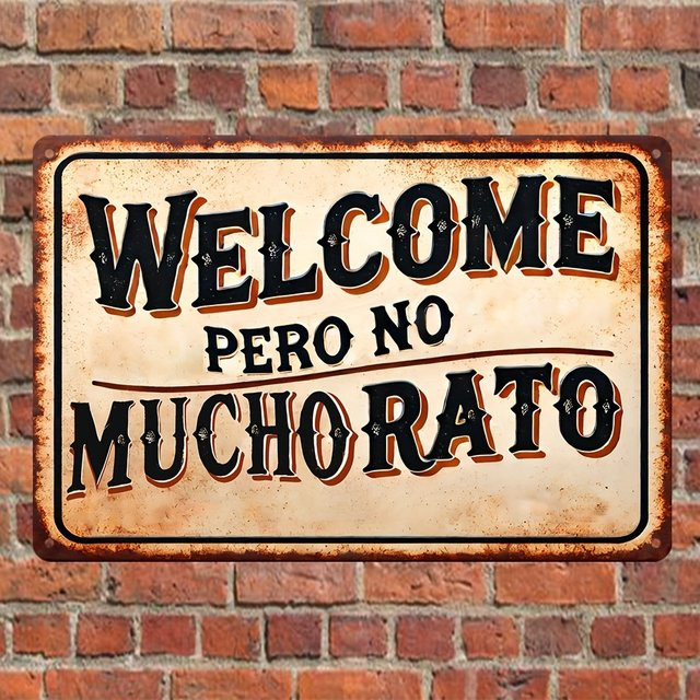 Vintage Metall-Aluminium-Schild MINISO Dekoration Willkommen Pero No Mucho Rato Multicolor B: 30,0 cm, H: 20,0 cm, T: 1,0 cm - Bild 1