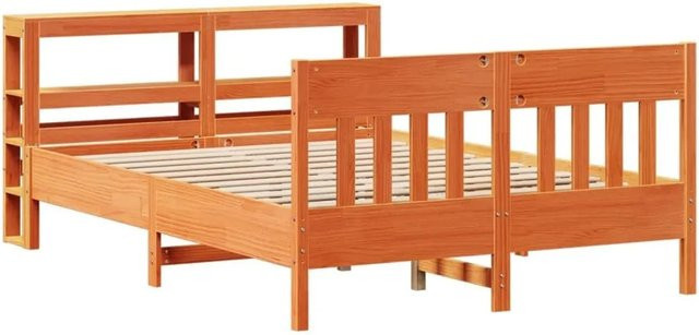 vidaXL Massivholzbett aus Kiefernholz in Braun, rustikales Bett ohne Matratze, B/T: 100-120 x 200 cm - Bild 1