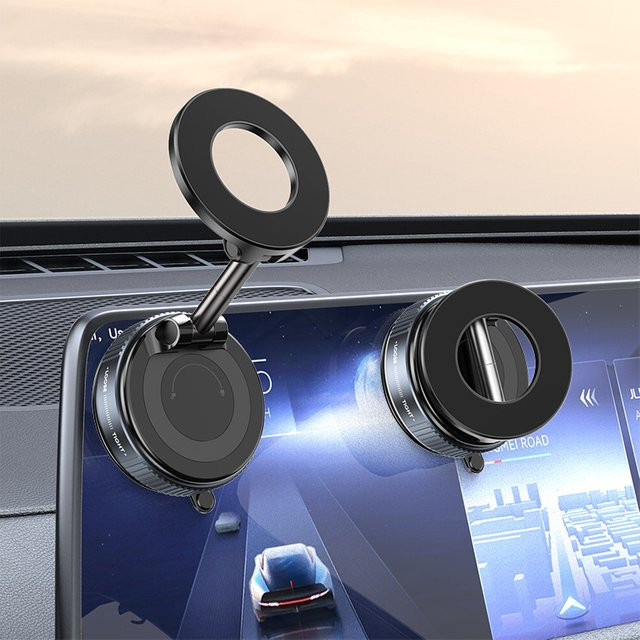 Faltbarer Vakuum-Magnethalter für iPhone 12 bis 16, starker Autotelefonhalter in Schwarz oder Weiß - Bild 1