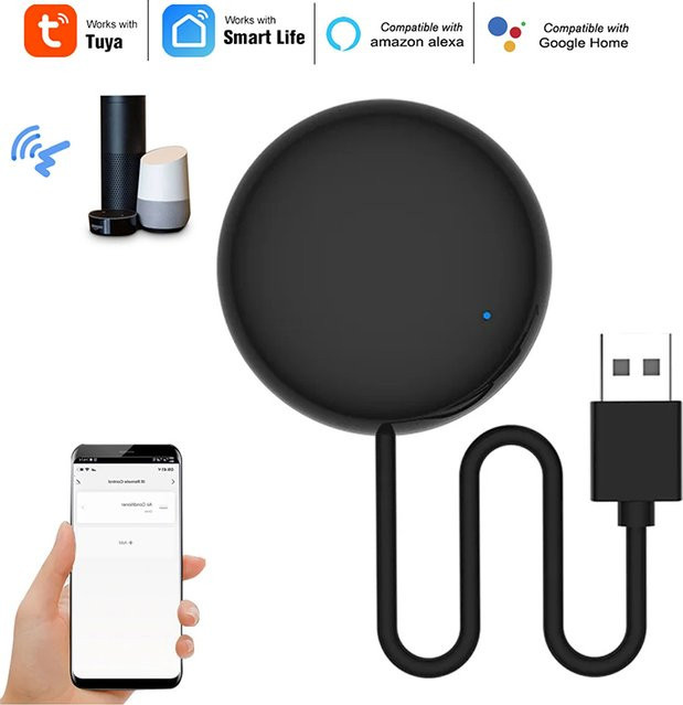 Tuya Smart WiFi IR-Fernbedienung für dein Smart Home in Schwarz zur universellen Infrarotsteuerung von Klimaanlage und TV, kompatibel mit Alexa, Google Home und Smart Life - Bild 1