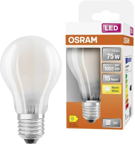 Osram LED Filament Glühbirne E27 Warmweiß Glühlampenform 7,5W ersetzt 75W Durchmesser: 60 mm, Höhe: 105 mm - Bild 1