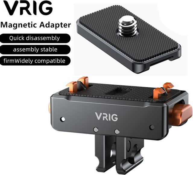 VRIG Magnetische Schnellwechsel-Adapterbasis für GoPro 12 11 10 und Insta360 Ace Pro ONE X2 Action-Kameras, Farbe: Schwarz - Bild 1