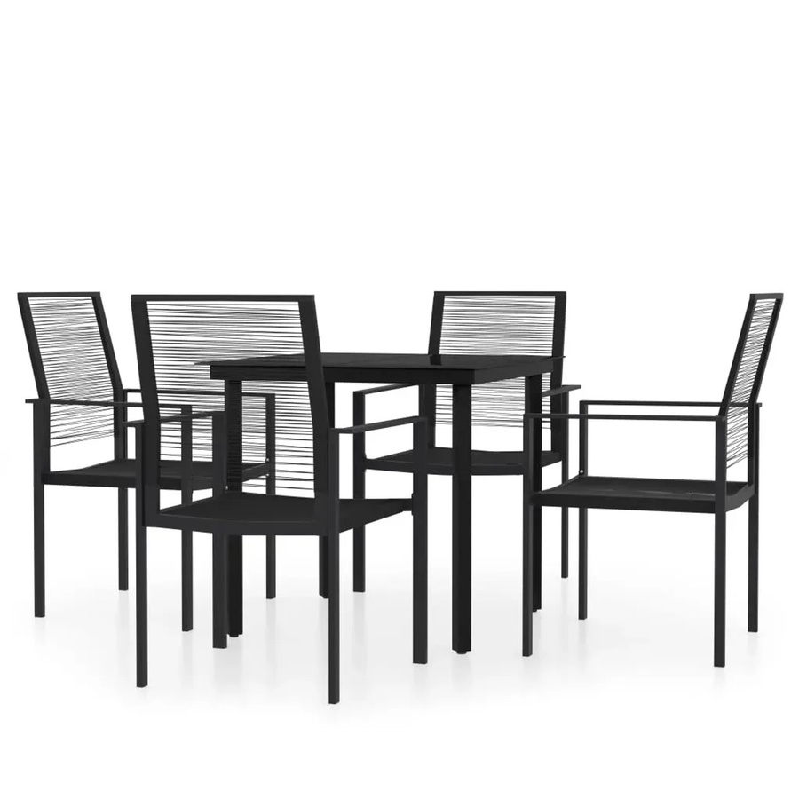 vidaXL 5-teilige Garten-Essgruppe aus Schwarzem PVC-Hohlrattan und Glas für den Außenbereich - Bild 2