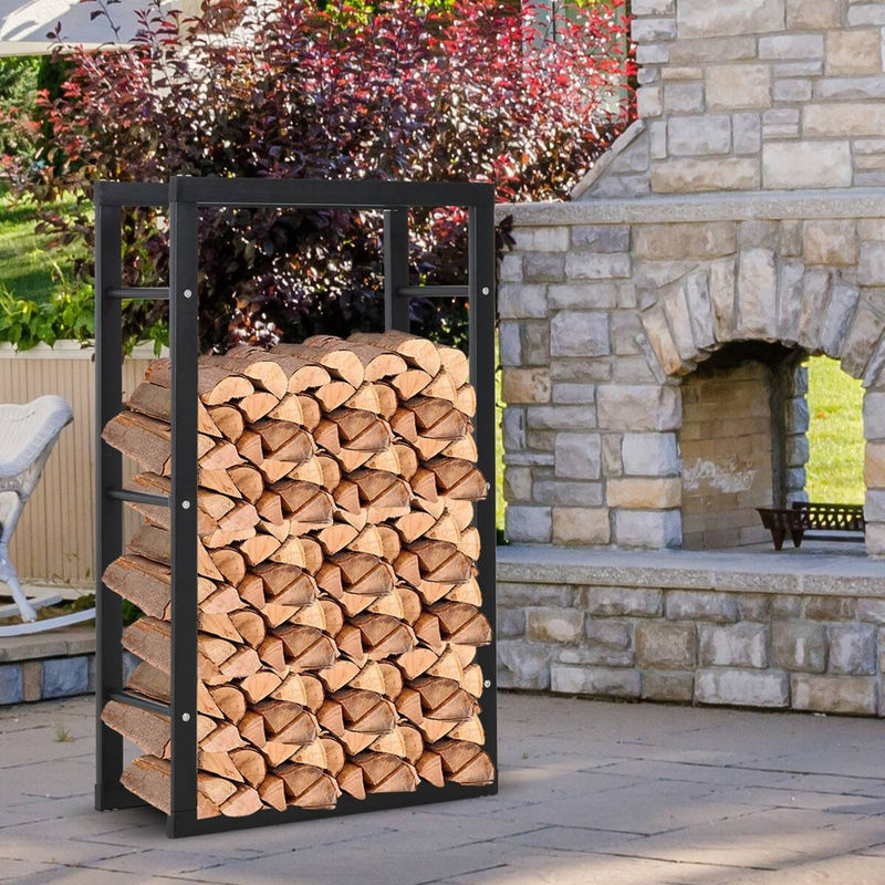 HOMCOM Kaminholzständer aus Stahl in Schwarz, Kaminholzablage für bis zu 100 kg, B/T/H: 25 x 60 x 100 cm - Bild 4