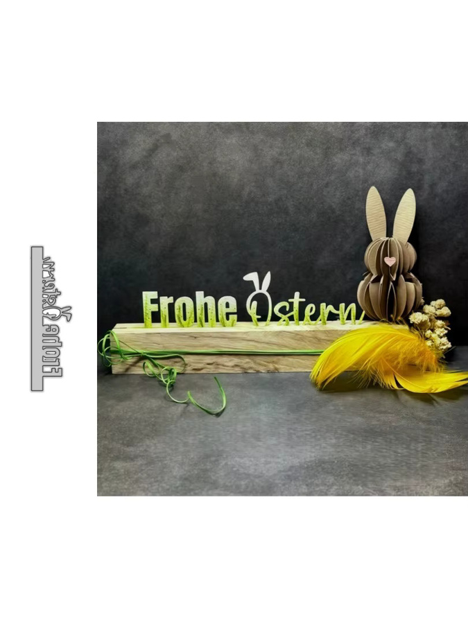 Metall-Schablone Frohe Ostern mit deutscher Phrase für DIY Scrapbooking und Kartenbasteln - Bild 5