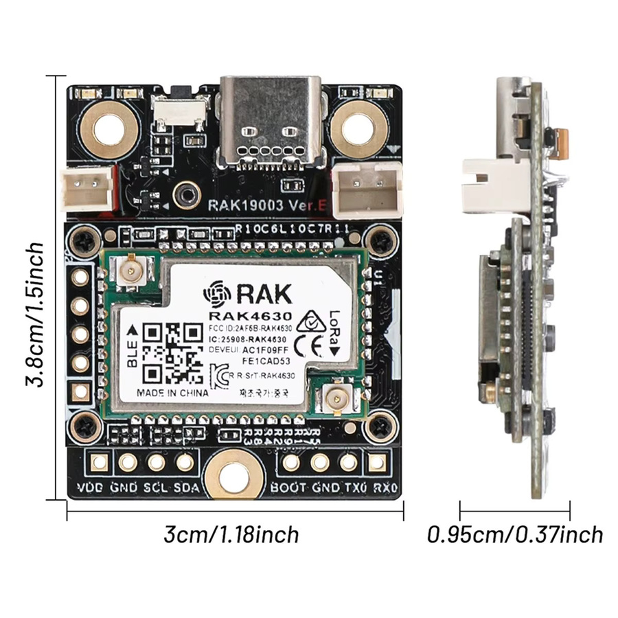 Meshtastic Meshcore Node Repeater WisMesh RP2040 Kit von RAK mit Wisblock Core Modul RAK11310 und RAK19003 Board, LoRa Mesh 915 MHz, Schwarz - Bild 3