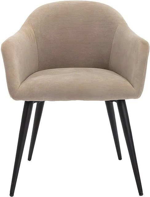 Vente-unique Stuhl Bibo in Beige mit Samtbezug und Armlehnen aus Metall, Modern Design, Breite: 57,5 cm - Bild 1