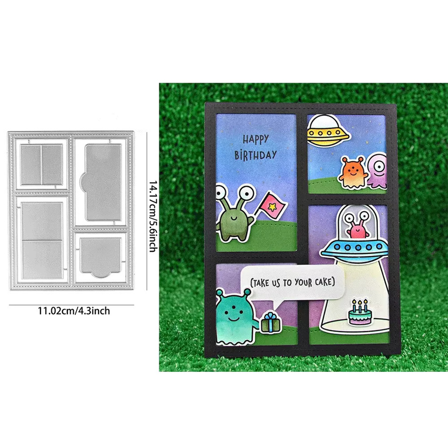Landschaft Sticth Hillside Peekaboo Metall Stanzformen in Silber für DIY Kartenherstellung und Scrapbooking - Bild 2