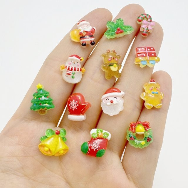 20 Stück Weihnachtsfiguren Santa Claus als flache Rückseiten-Verzierungen in Multicolor für Scrapbooking und Bastelarbeiten - Bild 1
