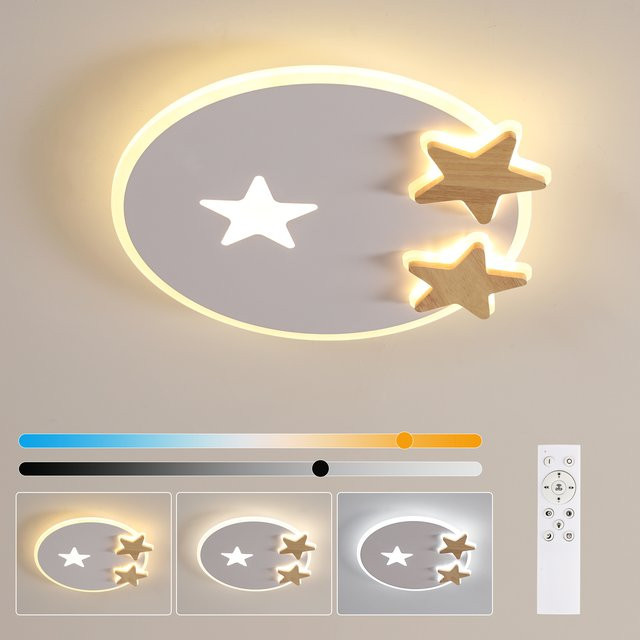 Dimmbare LED-Deckenleuchte Sternform für Kinderzimmer mit Fernbedienung, 32 W, Durchmesser: 42 cm - Bild 1