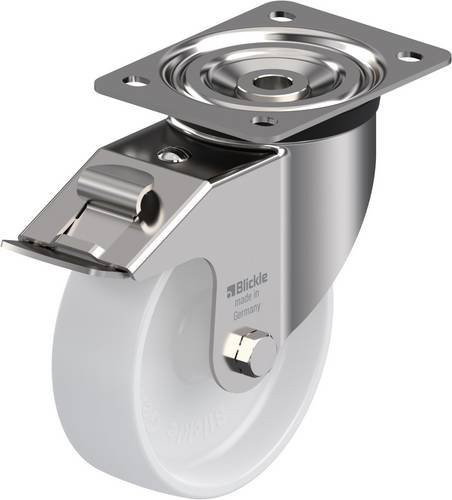 Blickle 9720 LX-PO 150G-FI Lenkrolle mit Feststeller aus Edelstahl und Kunststoff in Weiß, Rad-Durchmesser: 150 mm, Tragfähigkeit: 400 kg - Bild 1