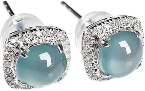 Ohrstecker Eisblauer Chalcedon, Kupfer, Zirkonia, Damen - Bild 1