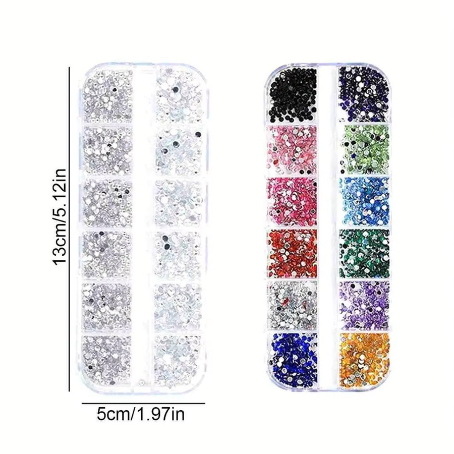 FUMOSIK Strass-Etui-Set für Make-up und Nagelkunst, Silber und Bunt, Glänzend - Bild 2