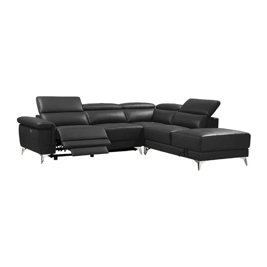 Vente-unique Relaxsofa Pascaline in Anthrazitgrau aus Leder, L-Form mit motorisierter Sitzfunktion - Bild 2