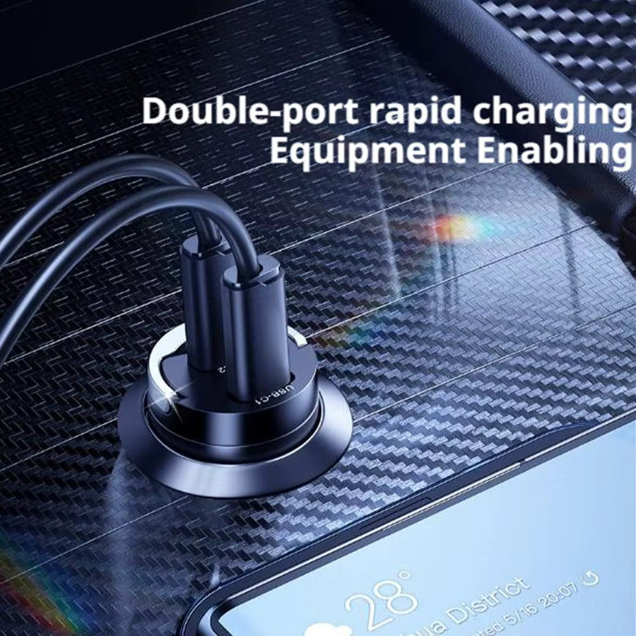 30W USB-C Auto Ladegerät mit PD und QC 3.0 für iPhone, Samsung, Xiaomi und Huawei in Schwarz - Bild 2
