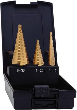Exact 05350 HSS Stufenbohrer-Set 3-teilig mit TiN-Beschichtung in Gold - Bild 1