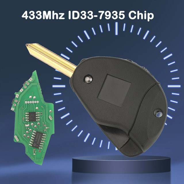 Jingyuqin Auto Fernbedienung mit ID33-7935 Chip für Citroen Xsara Xantia Jumpy Peugeot Expert 306 und Fiat Scudo, 433 MHz, 2 Tasten, Schwarz - Bild 1