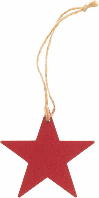Rico Design Holzhänger Stern in Rot mit Juteschnur, 7 x 7 cm - Bild 1
