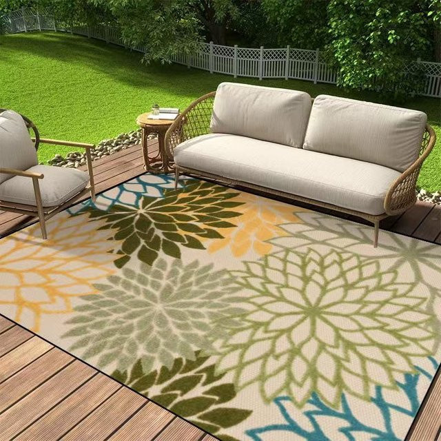 JGJG Moderner Blumiger Teppich mit Anti-Rutsch-Funktion für Outdoor und Innenbereich, B/T: 140 x 200 cm, Mehrfarbig - Bild 1