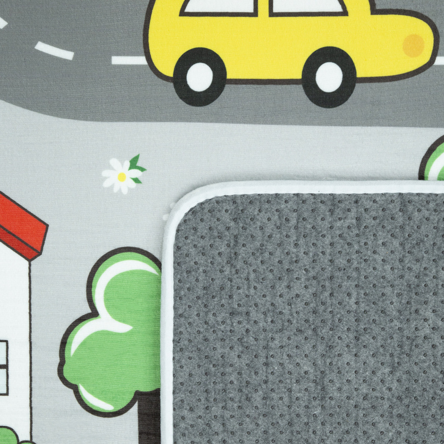 Waschbarer Kinderteppich Chiko rund in Grau und Grün mit Motiv, Durchmesser: 150 cm - Bild 2