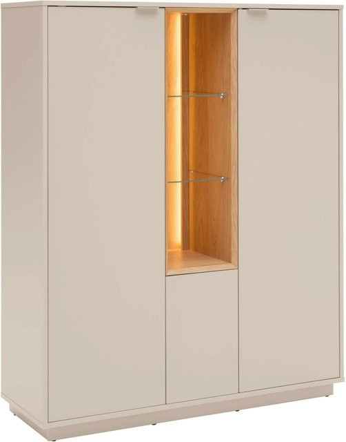 Premium Living Highboard Velasca in Eichefarben und Kaschmir mit integrierter Beleuchtung - Bild 1