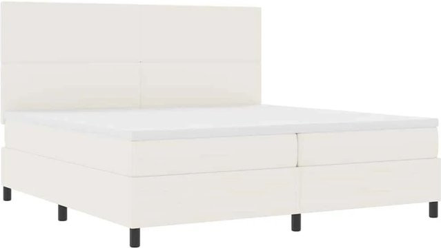 vidaXL LED Boxspringbett in Creme und Weiß mit Cordstoff und Taschenfederkern, B/T: 200 x 200 cm - Bild 1