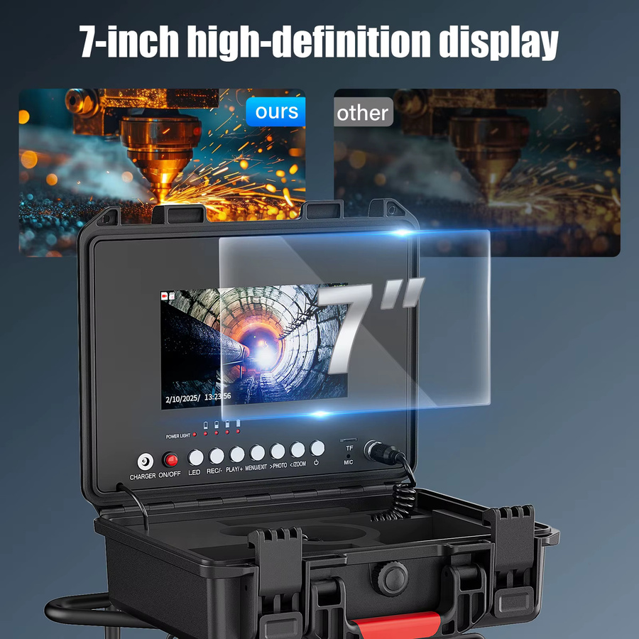 MAOTEWANG Kanalinspektionskamera mit 7-Zoll-Display, 30m Kabel und IP68 Wasserdichtigkeit, Industrielle Abflussrohr-Endoskopkamera mit 16GB DVR für 17mm/23mm Rohre - Bild 4