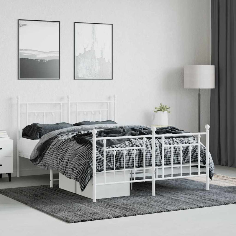 Vidaxl Metall-Bettgestell in Weiß mit Kopfteil und Fußteil im klassischen Design, B/L: 140 x 200 cm - Bild 3