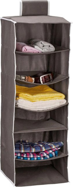 Relaxdays Hängeregal Kleiderschrank aus Vlies in Anthrazit mit 6 Fächern, faltbar, B/T/H: 96 x 32 x 31 cm - Bild 1