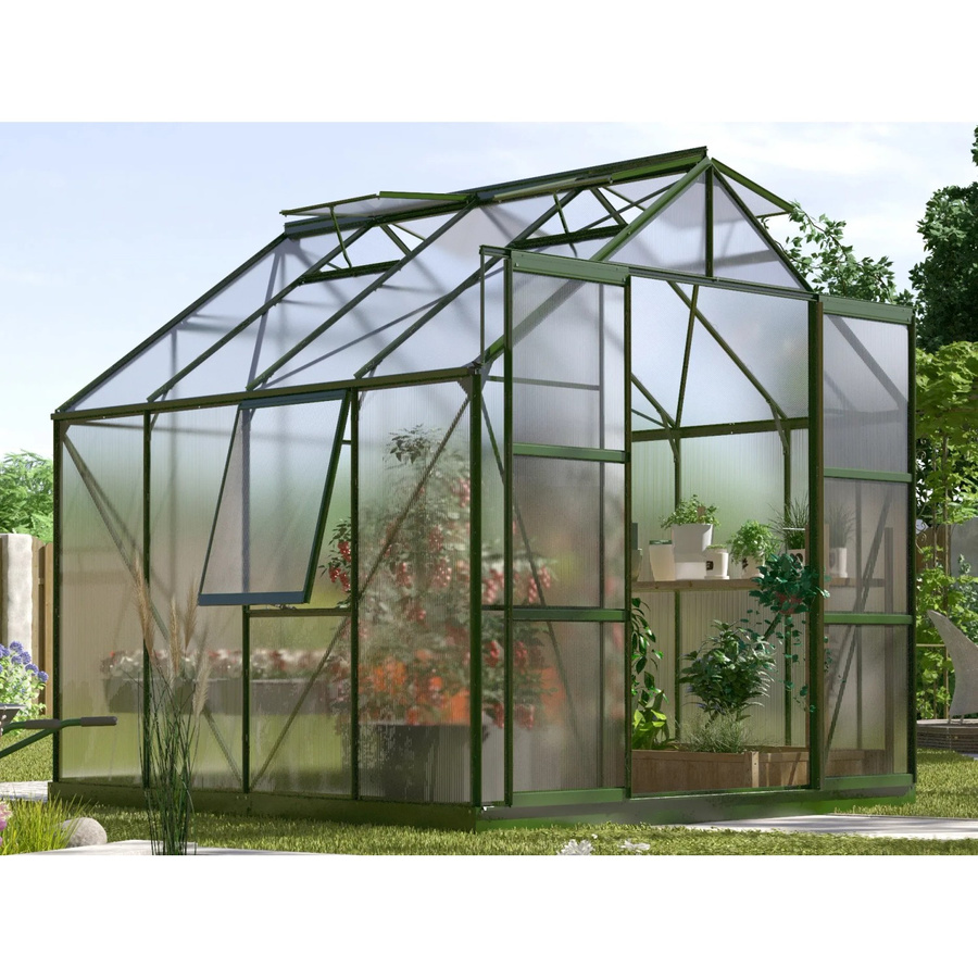 Vitavia Gewächshaus Jupiter 6700 in Smaragdgrün mit Polycarbonat-Verglasung und Doppelschiebetür, 6,7 m² - Bild 5