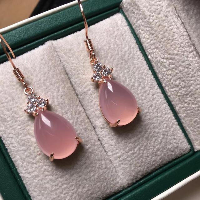 Wucifang Jewelry Ohrhänger Jade, Roségold, 925 Sterling-Silber, Damen - Bild 1