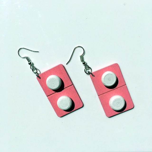 Ohrhaken Holz, pink, Mädchen - Bild 1