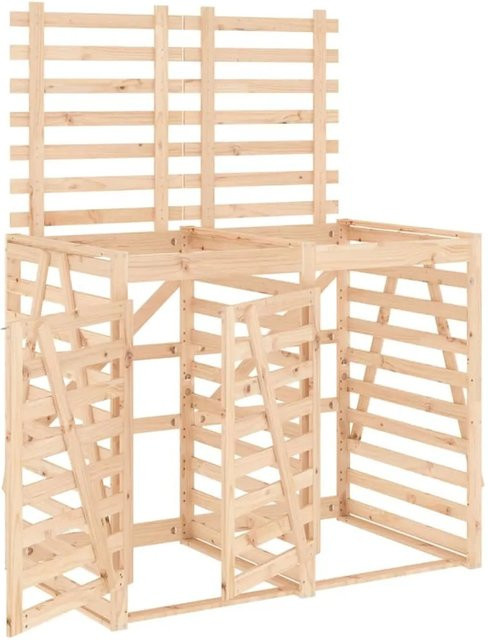 vidaXL Mülltonnenbox aus Massivholz Kiefer in Braun für 2 Tonnen - Bild 1
