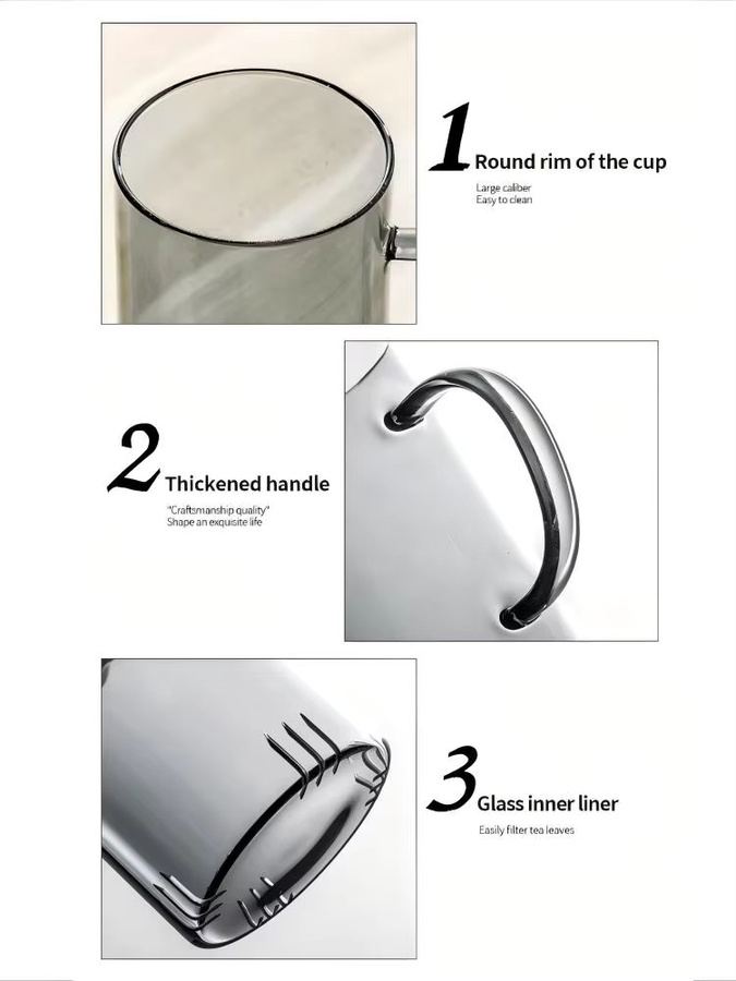 HeY LiLac Teetasse aus Borosilikatglas in Rauchgrau mit Deckel in Braun, 400 ml - Bild 6