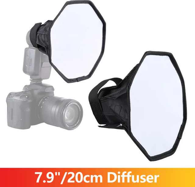 EXSKOF Faltbarer Blitzdiffusor in Weiß, professionelle Mini-Softbox für Canon und Nikon, Durchmesser: 20 cm - Bild 1