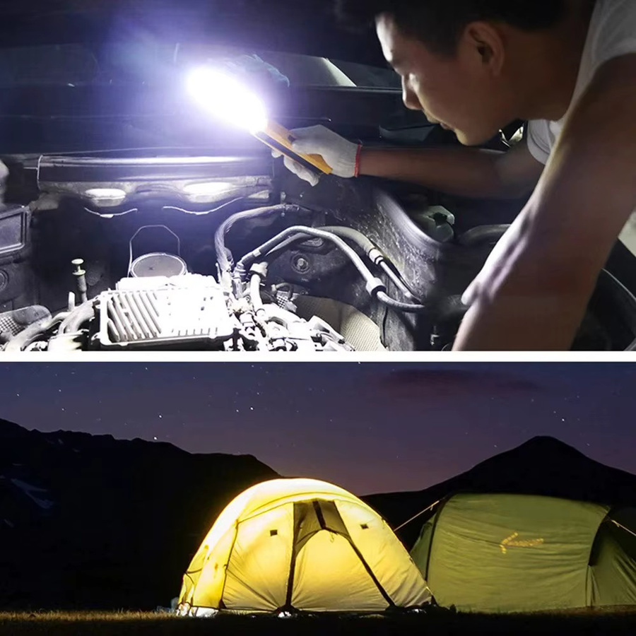 Tragbare LED-Taschenlampe mit COB-Arbeitsleuchte in Schwarz, USB wiederaufladbar mit Magnetfunktion und 4 Beleuchtungsmodi für Outdoor, Camping und Autoreparatur - Bild 6